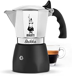 Bialetti New Brikka Aluminium Coffee Maker with Double Cream 4 Cups