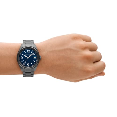 Image of Armani Exchange Watch for Men, Charcoal and Dark Blue, 42 mm, Bracelet