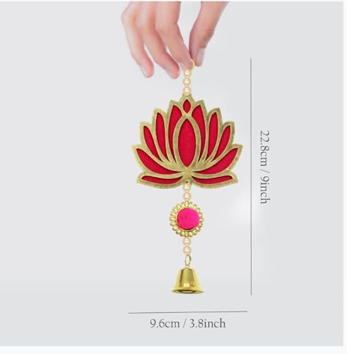 Image of Prapti Handicrafts Lotus Hangings for Decoration,Pack of 10,Pink Color Door /Wall Decor,Mandir Pooja Room,Temple Decor,Export Quality,Wedding /Festive Backdrop Decorative Items,Size -9 Inch