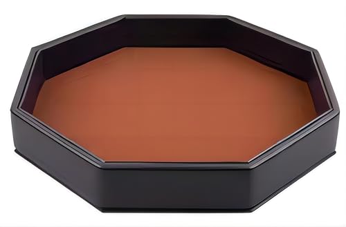 11.5 Inches Dice Rolling Tray, Leather Dice Tray, Felt Lined PU Leather Octagon Dice Tray (Brown)