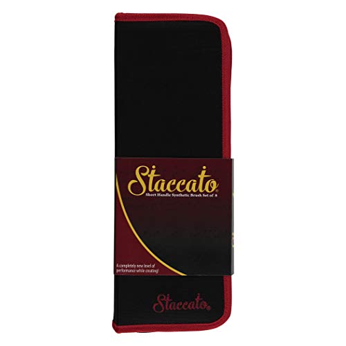 Creative Mark Artist Staccato Paint Brush Set Of 8, Short Handle Paintbrushes For Acrylics, Watercolor & Gouache, Includes Organizer Traveling Case #TOP1