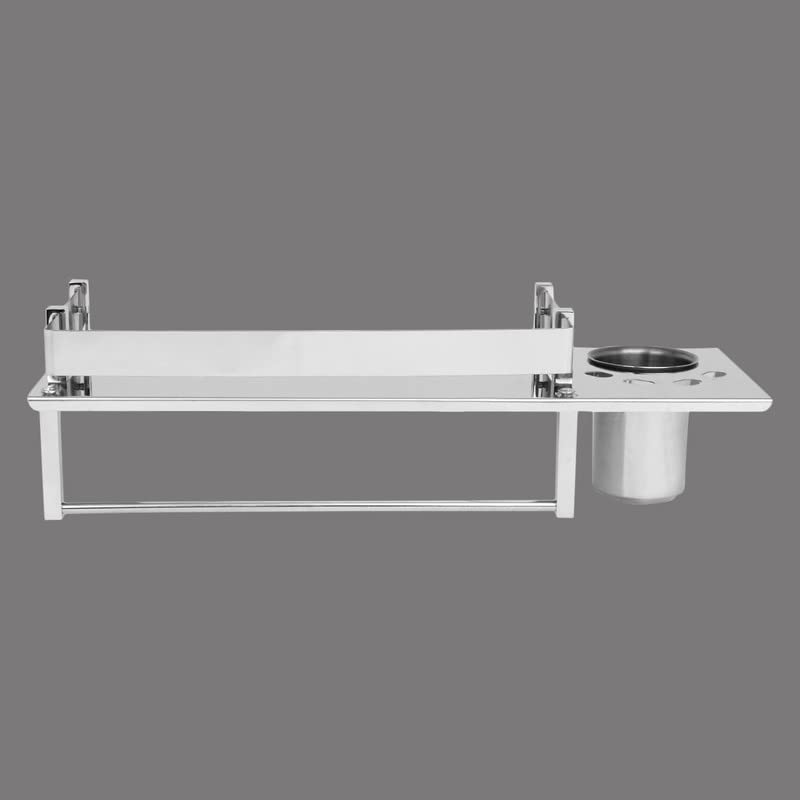 Image of Anti Rust Stainless Steel Multipurpose Bathroom Shelf with Towel Rack and Toothbrush Holder | (15(L) X 5(W) X 4(H)) inch (Pack of 2pc)