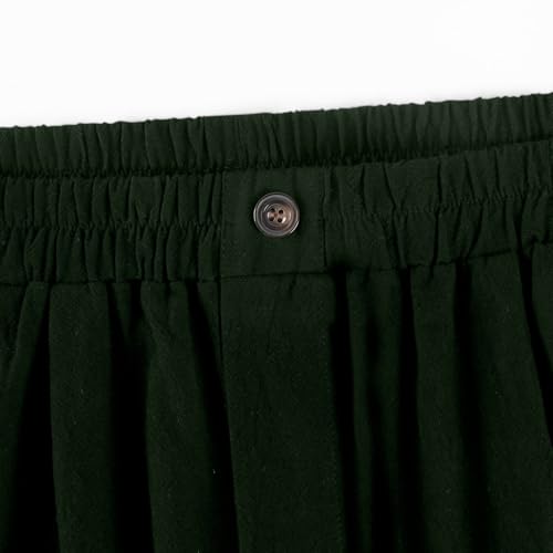 Linen Shorts for Women Loose Fit Knee Length Bermuda Summer Casual Elastic Waist Short Pants with Pockets3