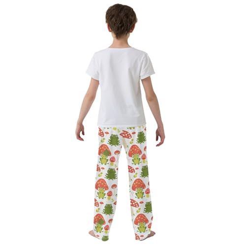 ZZXXB Frog with Mushroom Boys Long Pants Soft Trousers Elastic Waist Kids Lounge Bottoms with Pockets S-XL3