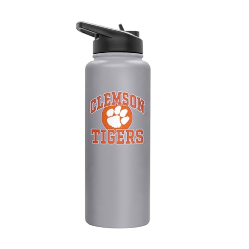Image of Logo Brands NCAA Clemson Tigers 34oz Athletic Quencher Bottle - Double-Wall Insulated, Stainless Steel, No-Spill Lid, Easy Carry Handle