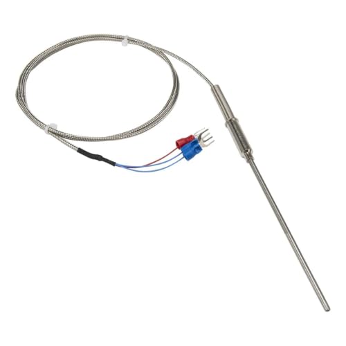 Sensor de temperatura PT100 con sonda de 100mm y cable de metal trenzado de 1m