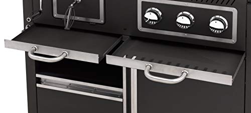 tepro Gas Kohle Kombigrill Toronto, Grillwagen mit Holzkohle- und Gasgrill-Modus, 3 Brenner mit je ca. 2,9 kW Leistung, Piezozündung, Thermometer, Maße ca. 173 x 65 x 116,5 cm, Schwarz