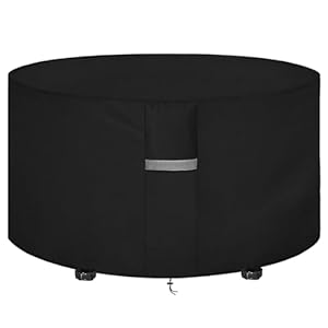 Dokon Gartenmöbel Abdeckung Wasserdicht Winddicht UV Beständiges Gartentisch Abdeckplane mit Belüftungsöffnungen Robustes Oxford-Gewebe Schutzhülle für Möbelsets Sitzgruppe Rund (Ø163x90cm) Schwarz