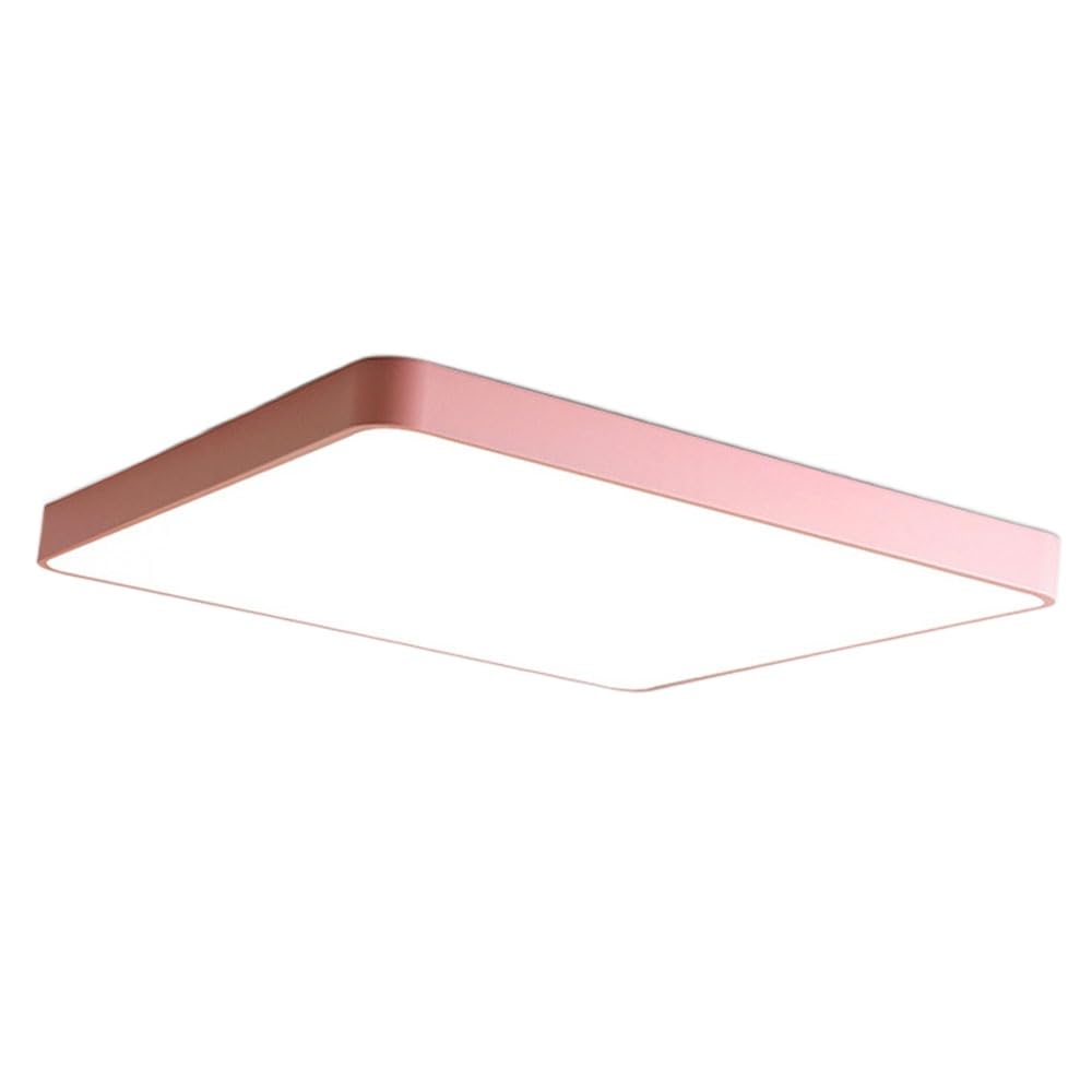 ZXDTVFGN Led Flush Mount Ceiling Light Fixtures 24Waron Color Lamp Ultra-Slim Fixture Modern Square Flat Lights for Kitchen Hallway Bedrooms 5000K, 1-Pack/Pink/65Cm
