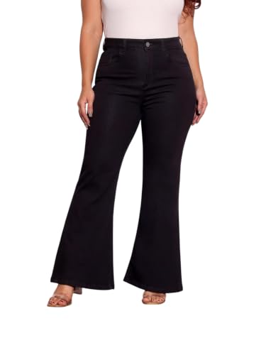 Image of Miss Chase A+ Women's Wide Leg Bootcut High Rise Stretchable Denim Jeans | Also Available in Plus Sizes | Sizes 26-44