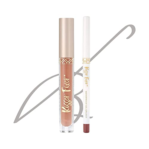 Belle Beauty Liquid Lipstick & Lip Liner (Brown Nude), Long-Lasting, Waterproof, For High Shine & Gorgeous Lips For Women, Paraben & Cruelty Free, Premium Makeup & Cosmetics By Kim Gravel Kit #TOP6