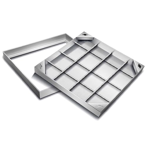 Tapa De Alcantarilla Empotrada Con Base，Tapas Invisibles Empotradas Cuadradas Para Fosas Sépticas Tapa De Registro Tapa Reforzada Para Cámara De Inspección Para Sistemad(800x800mm/31.5x31.5in)
