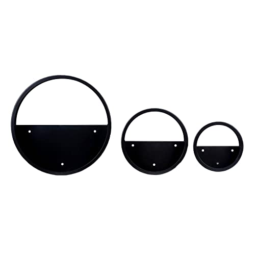 Efavormart Set Of 3 | Black Half Moon Wall Planters, Round Metal Wall Hanging Planter, Modern Indoor/Outdoor Terrarium - 6"|8"|12" #TOP2