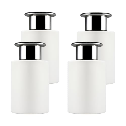 Set de 4 Botellas Difusoras de Vidrio Blancas con Tapas Plata miniatura 1