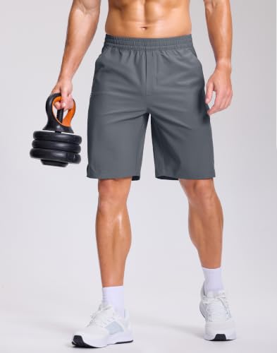 Image of GGJ Men's Lightweight Athletic Shorts with 2 Zipper Pockets 7 inch /9 inch /5 inch Gym Workout Running Quick Dry Tennis Shorts for Men