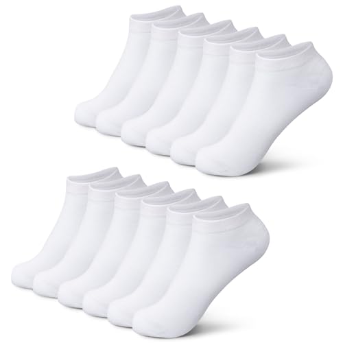 Trainer Socks White Ankle Socks for Womens Mens, Ladies No Show Low Cut Socks 4-7, Invisible Multipack Casual Footies for Sneaker Loafers Boat Shoes, Comfortable Breathable Running Athletic Socks