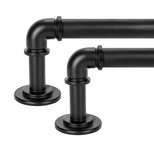 OLV 2 Pack Black Industrial Curtain Rods for Windows 28