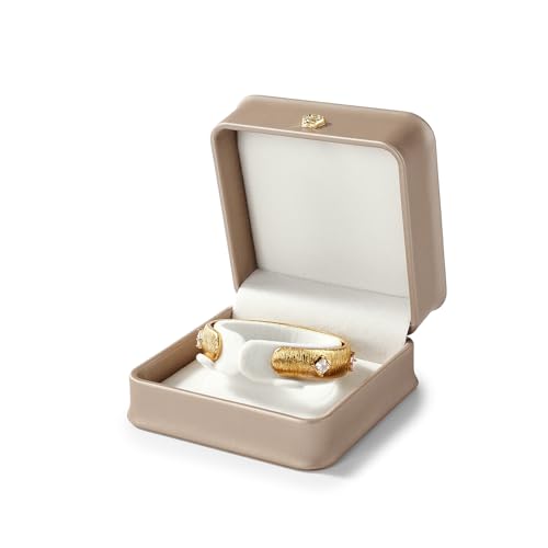 Gorgeous Leather Bracelet Display Box Gift Box with Velvet Interior - Bracelet & Bangle Storage (Champagne Gold)