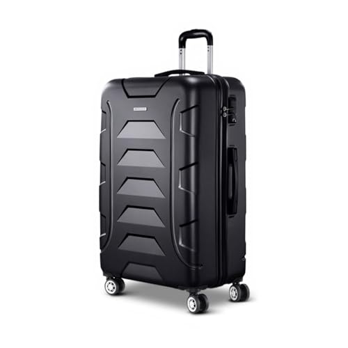 Wanderlite 28" Hard Shell Suitcase, 100L Capacity, TSA Lock, 360° Spinner Wheels, Lightweight ABS - Black