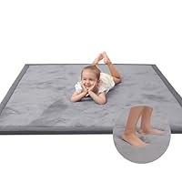 Baby Play Mat for Floor,1.3\" Thick Memory Foam Tummy Time Mat,Soft Coral Velvet Nursery Rug,Large Non Slip for Crawling,Toddlers,Infants,Kids,Yoga & Tatami Style for Living Room(Dark Gray)