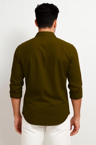 Image of Men's Casual Cotton Blend Shirt | Regular Fit | Full Sleeve | Solid Design
