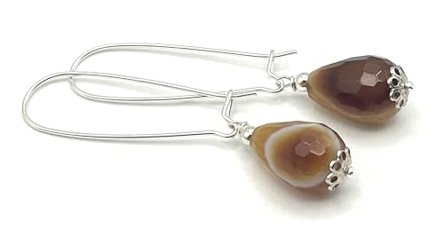 Argent 925 et agate naturelle pour ces boucles d'oreilles de luxe italien