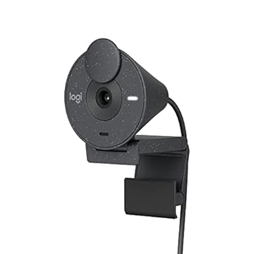 Webcam Full HD Logitech Brio 300 com Microfone com Redução de Ruído, Proteção de Privacidade, Correção Automática de Luz e Conexão USB-C- Grafite