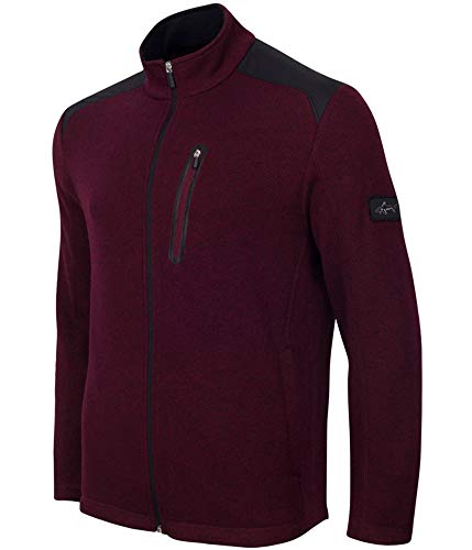 Greg Norman Mens Solid Colorblock FZ Fleece Jacket, Red, 2XLT