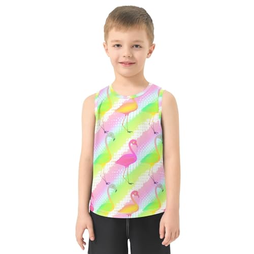 J JOYSAY Colorful Flamingo Bird Pastel Boys Tank Top Sleeveless Muscle Shirts Quick Dry Kids T-Shirts 3-15T2