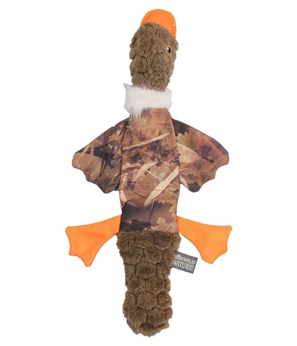 Dehner Wild Nature Hundespielzeug Outdoor Camo Duck, mit Quietscher, ca. 6 x 24 x 49 cm, Oxford-Baumwolle/Plüsch, braun