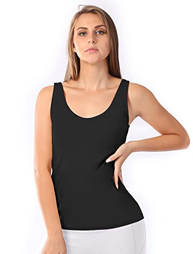 Mujer Camisetas con Sujetador Incorporado Camisetas sin Mangas Mujer Camisetas de Tirante Cómodo Tanktop Lencería Deporte Casual Negro S Cover