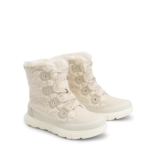 DREAM PAIRS Womens Winter Boots Cozy Faux Fur Anti-Slip Snow Boots Lace Up Comfort Stylish Ankle Booties for Cold Weather City Walk,Size 10,Beige-Furry,SDSB2404W