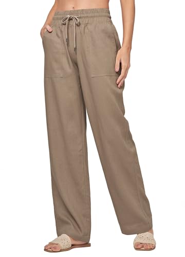 Image of Willit Women Linen Pants Wide Leg Casual Palazzo Pants Cotton Linen Lounge Beach Summer Pants with Pockets 29 inch /31 inch / 33 inch