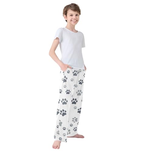 Boys' Pants Paw Print Cat Traces Long Bottoms Jogger Pants Elastic Waist Trousers with Pockets S-XL4