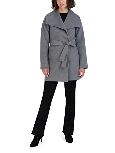Image of TAHARI Women's Double-faced Luxury Soft Wool Blend Peacoat- Wrap Wool Coat With Removable Belt