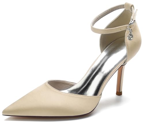 Hanfike Dress Shoes for Bridal Wedding Ankls Strap High Heel Prom Evening Pumps JY008