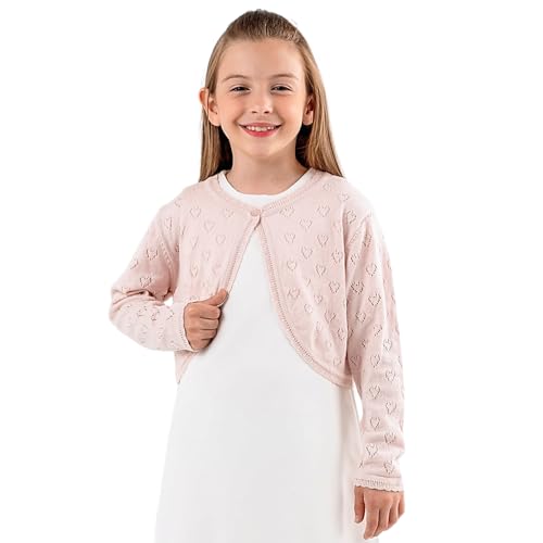 Image of Minora Long Sleeve Bolero, Girls' Knit Cardigan Shrug with One-Button Closure, Baby /Child Cotton Childrens Bolero, Sweater