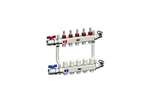 Distribuidor de circuitos de calefacción, 2 – 12 circuitos de calefacción, accionamiento por suelo radiante, ventilación manual, circuitos de calefacción: 5 circuitos de calefacción