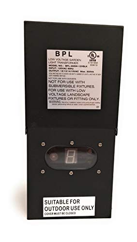 300 Watt Low Voltage Landscape Transformer Multi Tap 120 Volt AC to 12-15 Volt LED & Halogen - Lighting Outdoor/Indoor Weatherproof Power Pack w Digital Timer Photocell Sensor - Black Metal Case