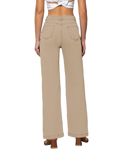 Womens Jeans Mid Waisted Straight Leg Loose Stretchy Lightweight Tummy Control Trendy Khaki Jeans for Women 20254