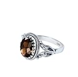 Gems Vibes Rauchquarz-Ring, 925er-Sterlingsilber, Ring für Frauen und Mädchen, Weihnachtsgeschenk für Sie, handgefertigter Edelstein, rauchige Ringgröße 8