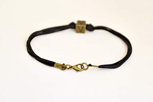 Vegetarian Bracelet For Men, Mens Bracelet With V Letter, Vegan, Black, Cause Jewelry, Activism, Activist, Men's Gift, Inspiration, Initial #TOP2