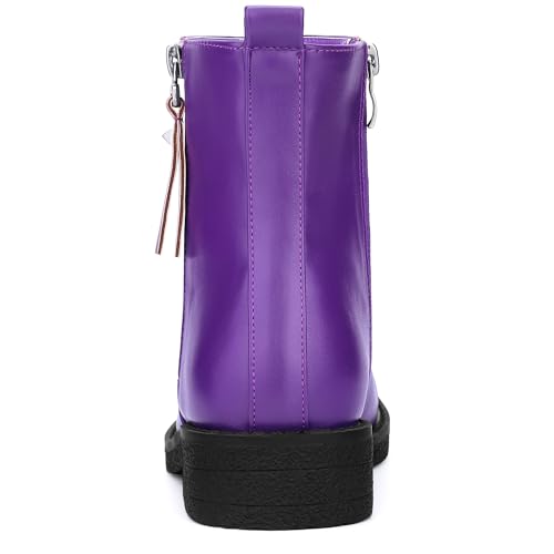 Allegra K Allegra K Purple Boots for Women Round Toe Zipper Chunky Low Heel Ankle Boots 7.5 M US