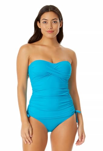 Image of Anne Cole Women's Twist Front Shirred Bandeau Tankini Swim Top