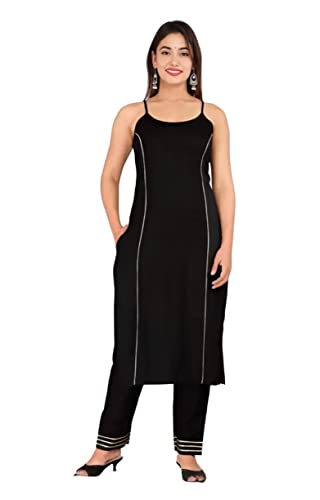 Image of Aziz Textiles Women's Rayon Sleeveless Straight Kurti for Women & Girls