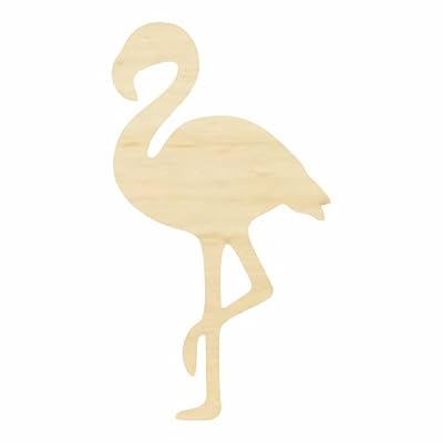 Flamingo Wood Cutout, Available in Multiple Sizes and Thicknesses (Medium 4.5" x 8" (Sold Individually), 1/8" Baltic Birch Plywood)