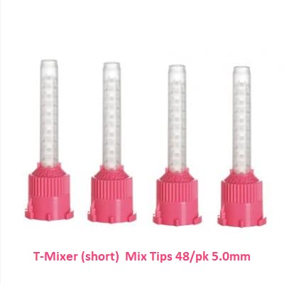48/pk Dental T-Mixer (Short) High Performance Mix Tips 48/pk 5.0mm Pink Dental Intraoral Mix Tips