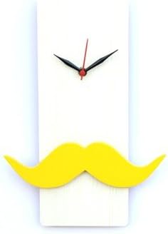 Wooden Wall Décor Hanging Mooch (Moustache) Design Wall Clock Handicraft by Awarded Indian Artisan