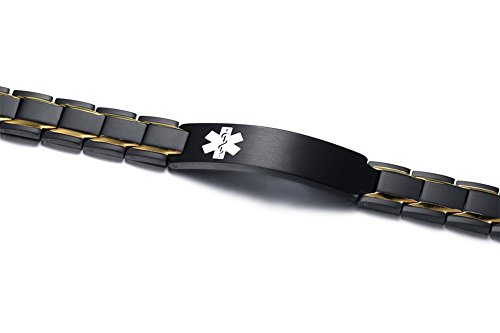 Mealguet Medical Id Bracelet For Men : Stylish Free Engraving Stainless Steel Masculine Medical Alert Bracelet Personalized Medic Id Bracelet Jewelry For Men Dad thumb #2