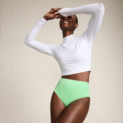 Lands' End Women's Long Sleeve Mock Neck Cropped UPF 50 Sun Protection Rash Guard4